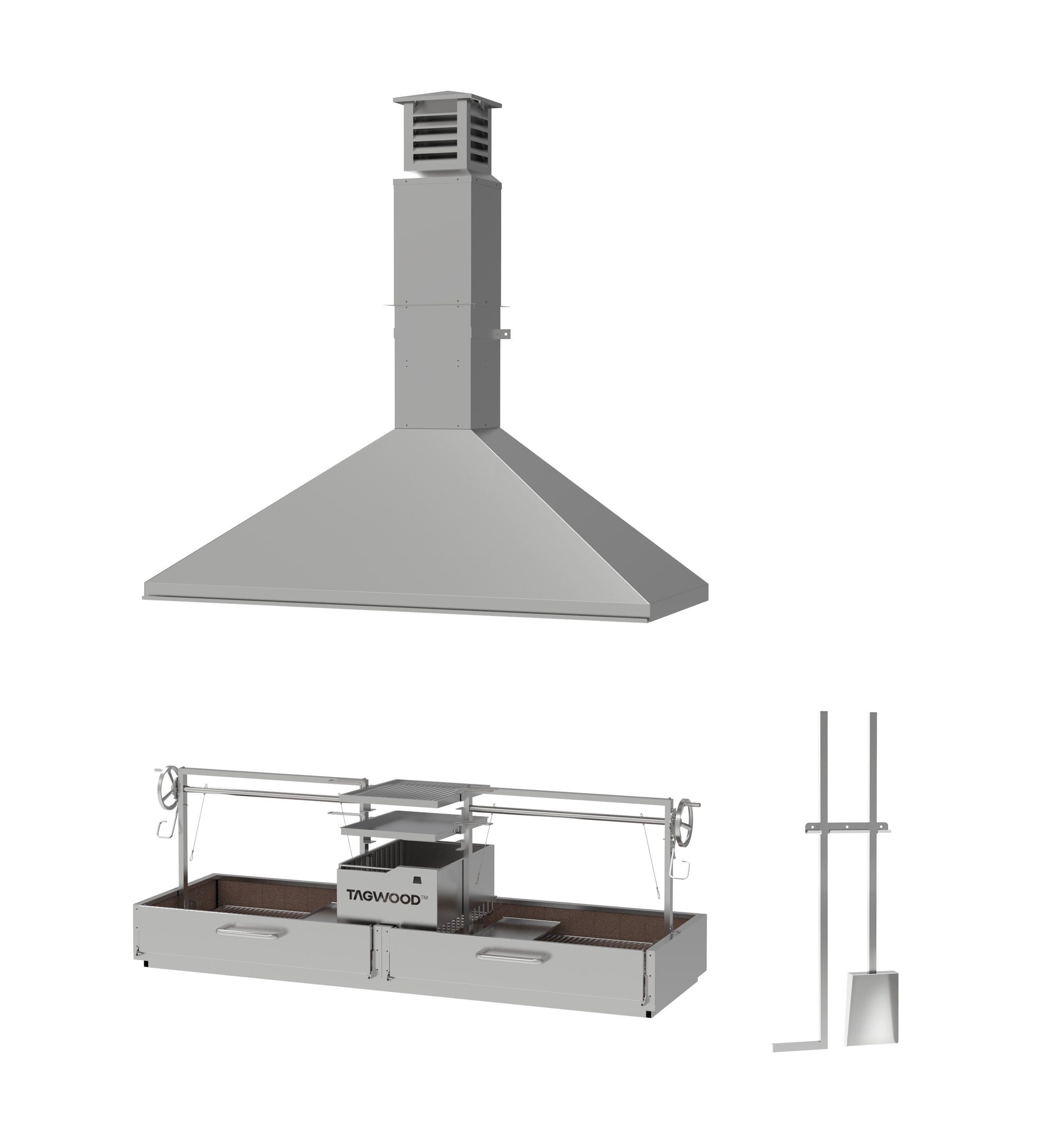 Tagwood BBQ Double Argentine Santa Maria Wood Fire & Charcoal Gaucho Grill | BBQ24SS OPEN FIRE COOKING - PRE-ORDER