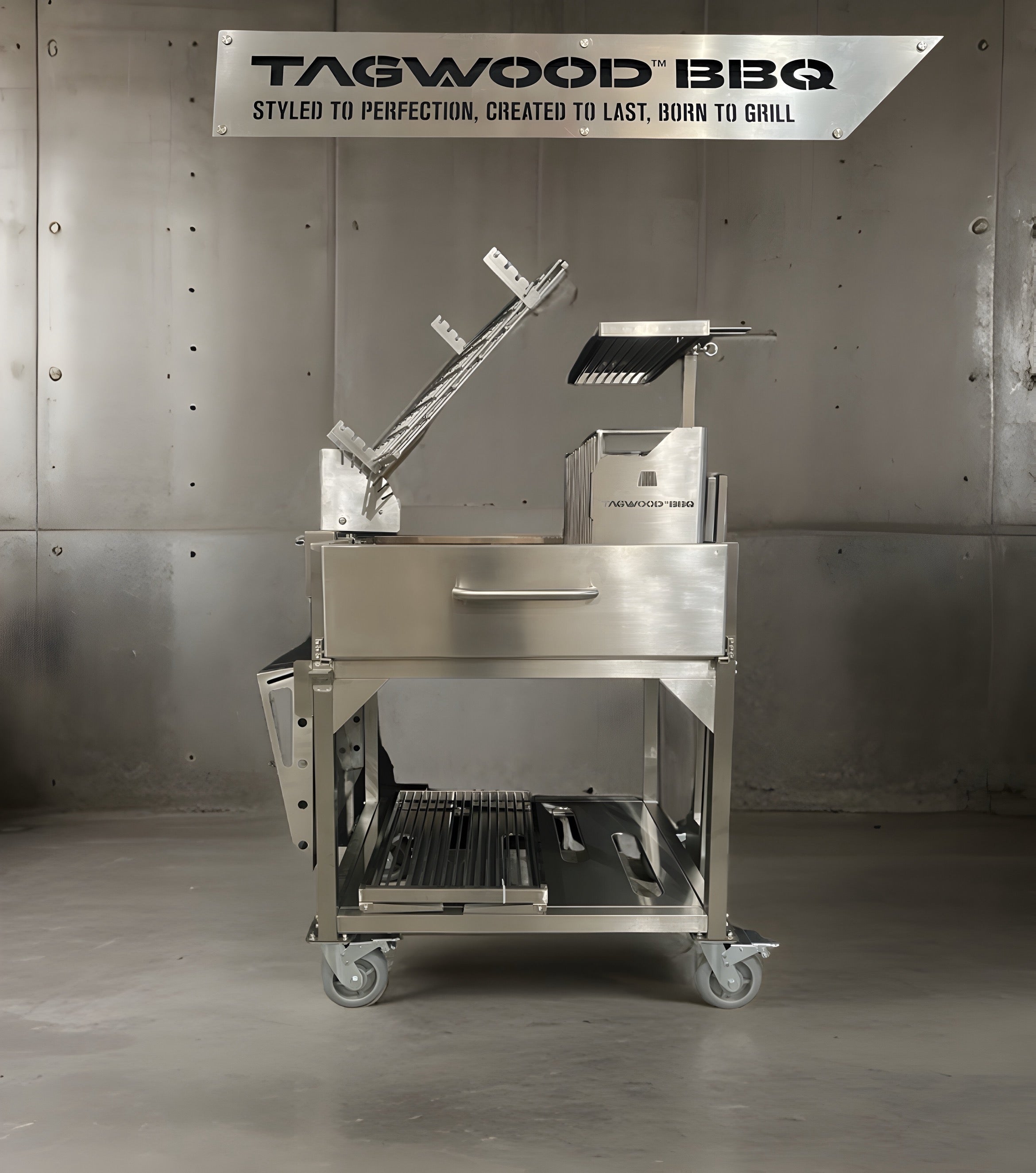 Tagwood BBQ Argentine Clamp Grill with firebox | BBQ33SS -- PRE-ORDER - TAGWOOD BBQ