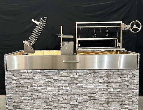 Tagwood BBQ Insert Style Argentine Santa Maria Wood Fire & Charcoal Gaucho Grill without firebricks | BBQ09SS -- - TAGWOOD BBQ STORES
