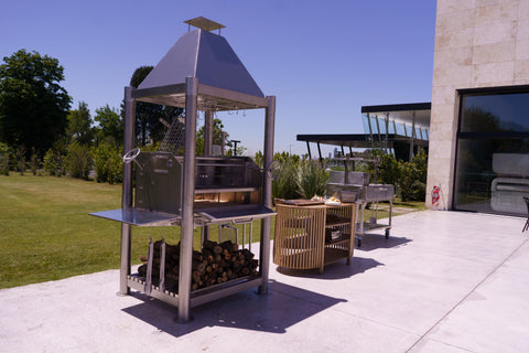 Tagwood BBQ Argentine Santa Maria Wood Fire & Charcoal Gaucho Grill all Stainless Steel | BBQ02SS OPEN FIRE COOKING - - TAGWOOD BBQ