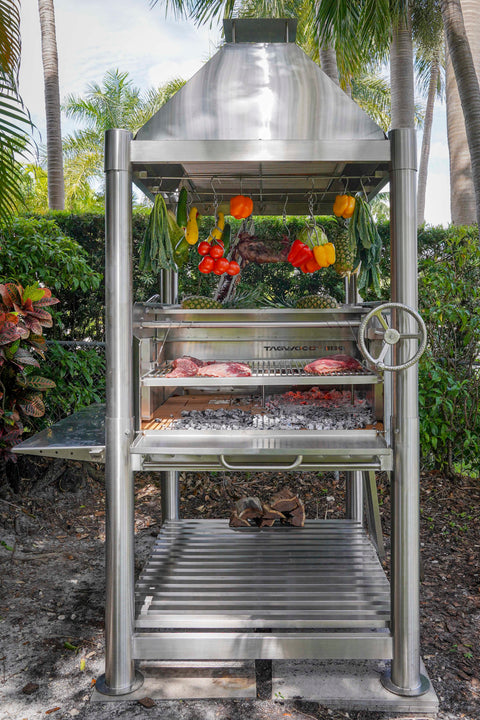 Tagwood BBQ Argentine Santa Maria Wood Fire & Charcoal Gaucho Grill all Stainless Steel | BBQ12SS - TAGWOOD BBQ