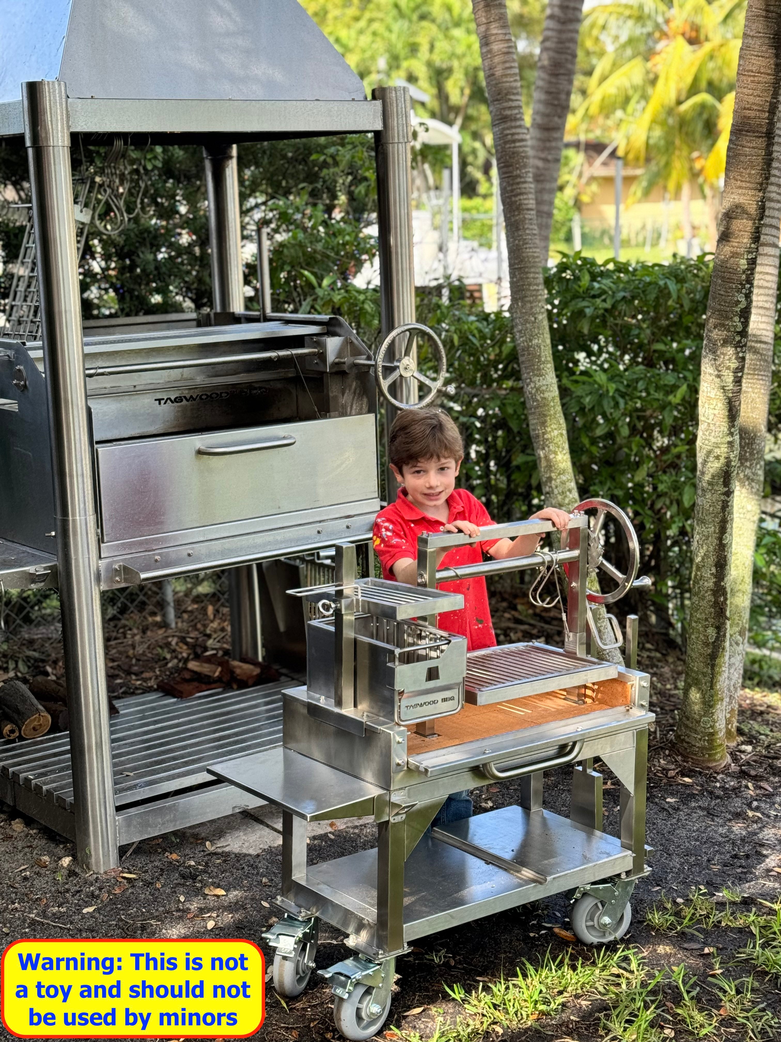 Tagwood BBQ Argentine Santa Maria Wood Fire & Charcoal Gaucho Grill | BBQ03SS MINI - - TAGWOOD BBQ
