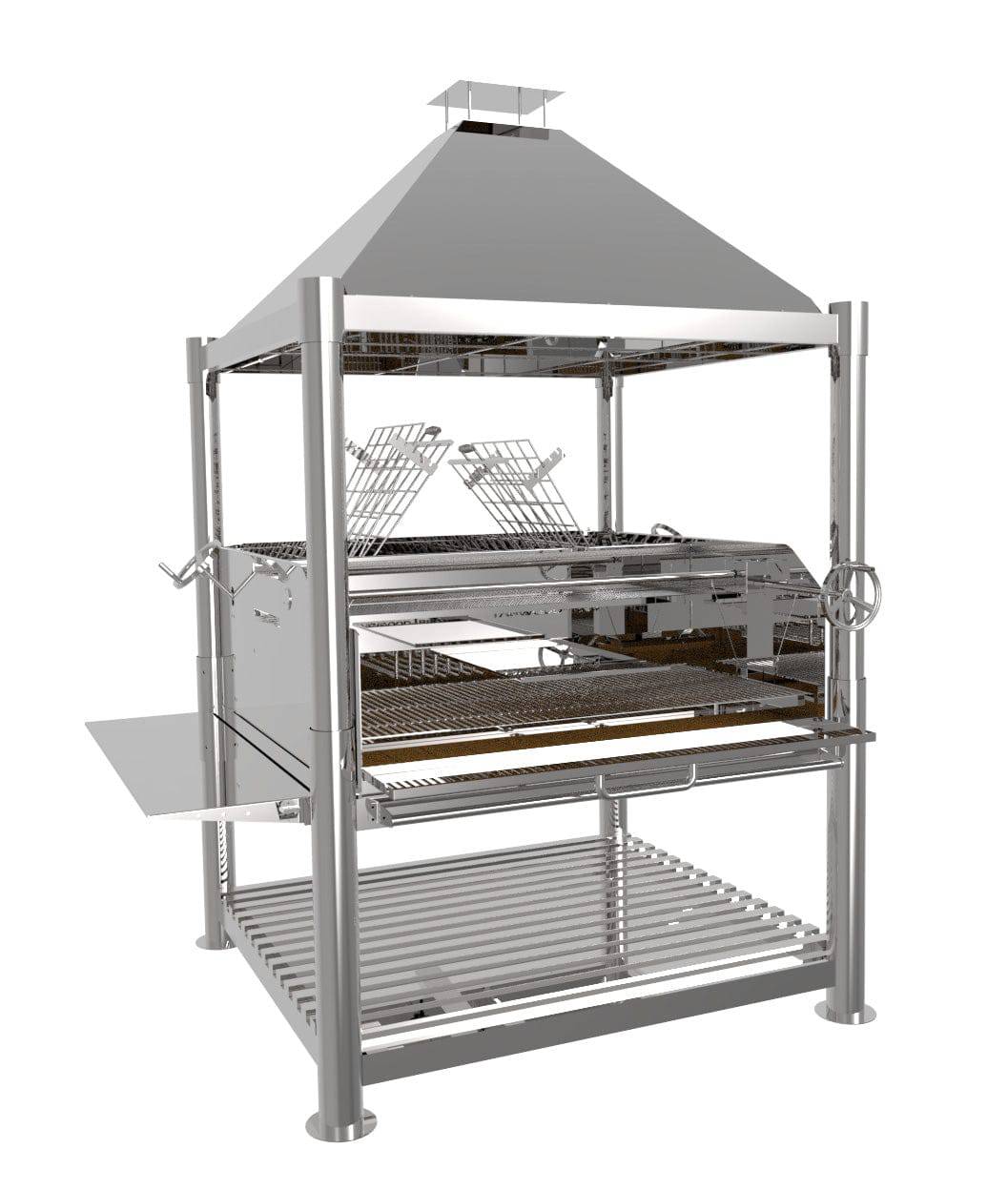Tagwood BBQ XL Argentine Santa Maria Wood Fire & Charcoal Gaucho Grill all Stainless Steel | BBQ22SS - TAGWOOD BBQ STORES