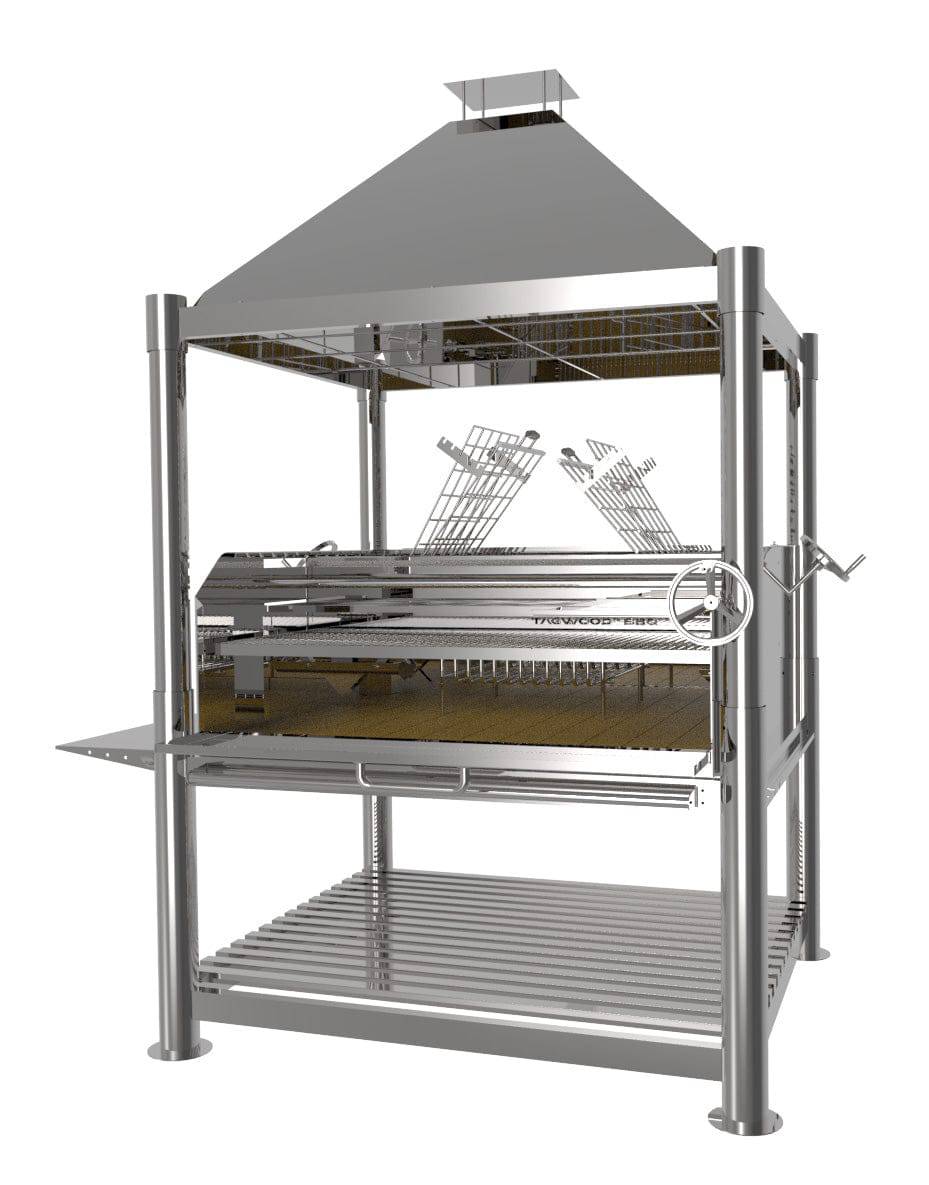 Tagwood BBQ XL Argentine Santa Maria Wood Fire & Charcoal Gaucho Grill all Stainless Steel | BBQ22SS - TAGWOOD BBQ STORES