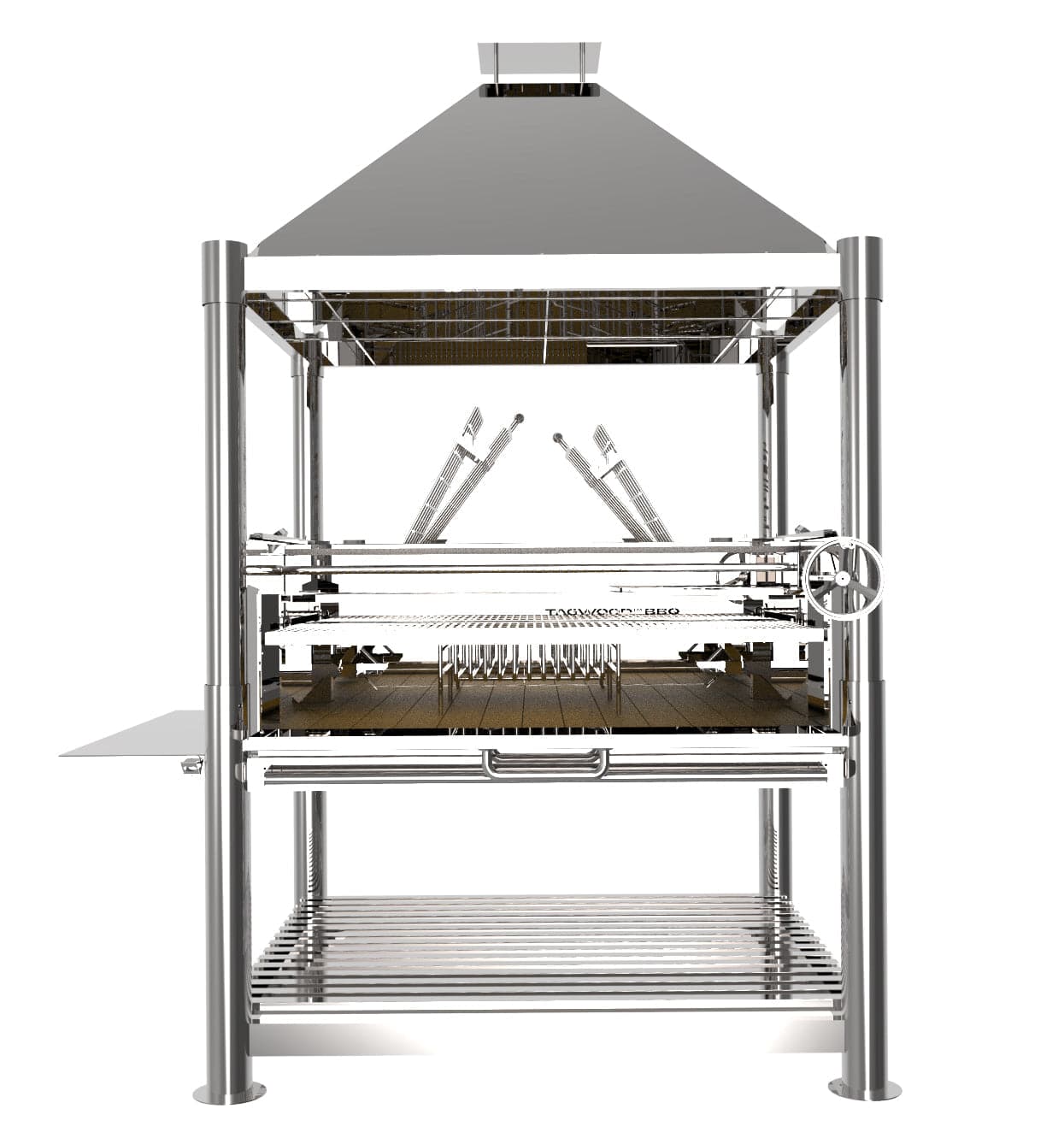 Tagwood BBQ XL Argentine Santa Maria Wood Fire & Charcoal Gaucho Grill all Stainless Steel | BBQ22SS - TAGWOOD BBQ STORES