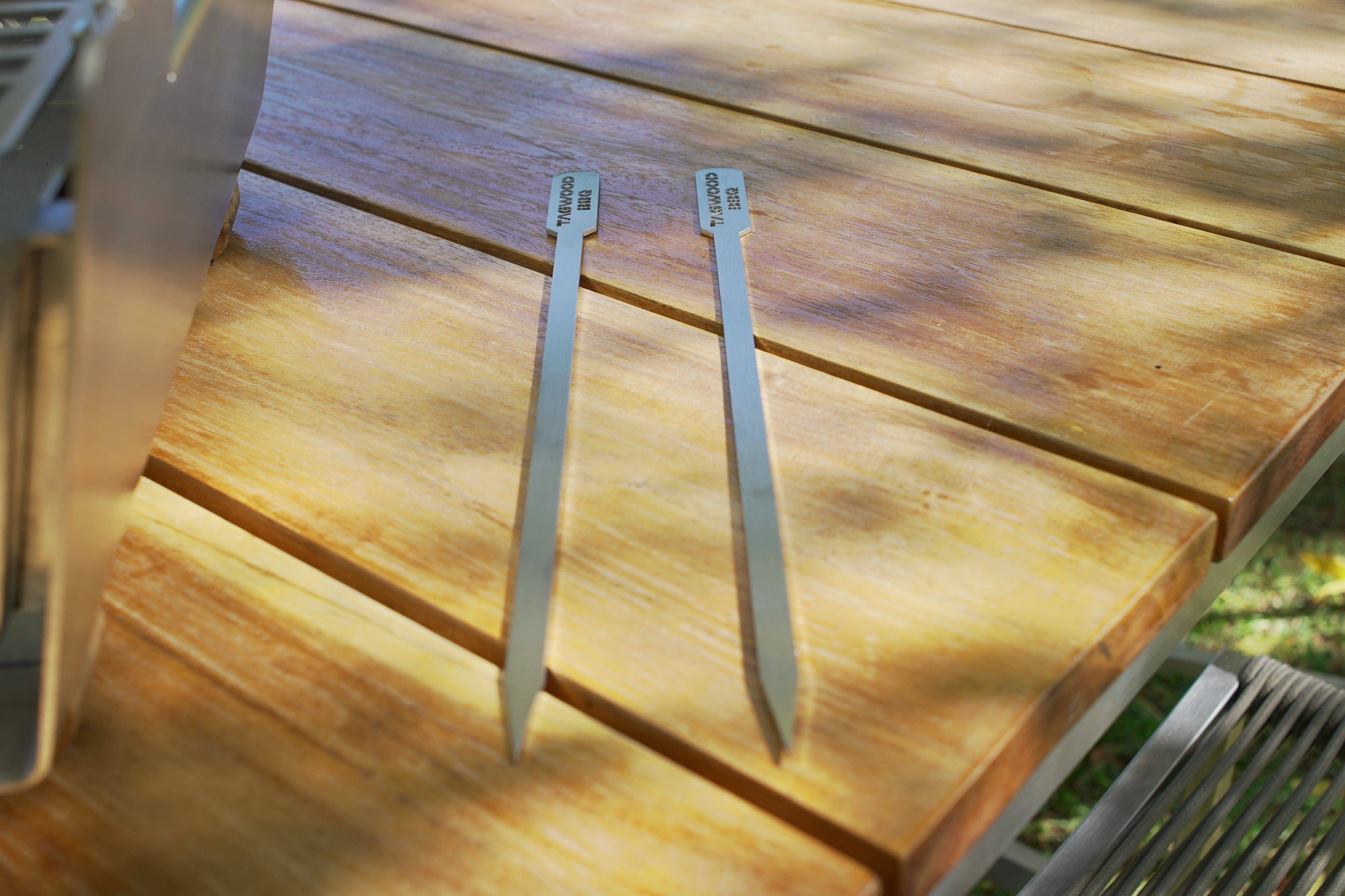 Tagwood BBQ Set of 2 Stainless steel skewers | BBQ89-- - TAGWOOD BBQ STORES