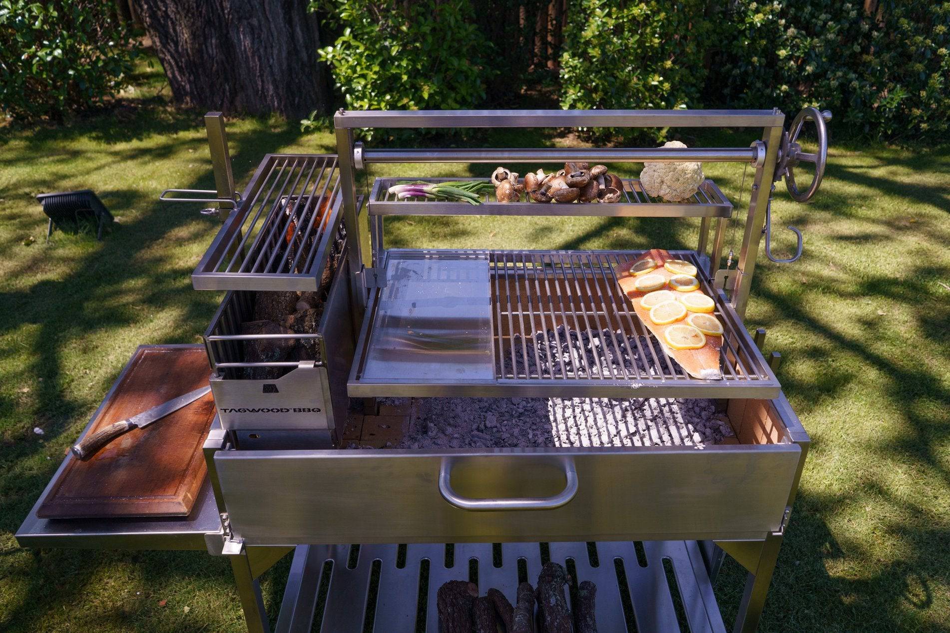 Tagwood BBQ XL Argentine Santa Maria Wood Fire & Charcoal Gaucho Grill | BBQ23SS -OPEN FIRE COOKING- - TAGWOOD BBQ STORES