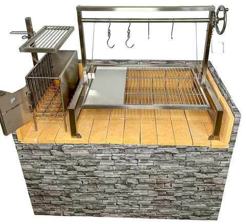 Tagwood BBQ Insert Style Argentine Santa Maria Wood Fire & Charcoal Gaucho Grill without firebricks | BBQ09SS -- - TAGWOOD BBQ STORES