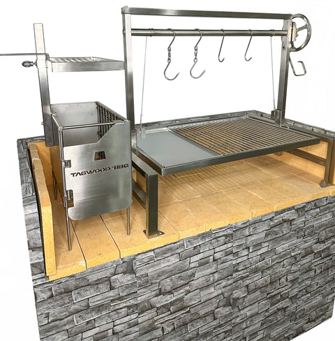 Tagwood BBQ Insert Style Argentine Santa Maria Wood Fire & Charcoal Gaucho Grill without firebricks | BBQ09SS -- - TAGWOOD BBQ STORES