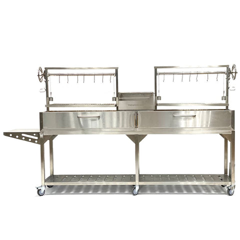Tagwood BBQ Double Argentine Santa Maria Wood Fire & Charcoal Gaucho Grill | BBQ04SS - SPECIAL ORDER ONLY - Estimated 14-20 weeks - TAGWOOD BBQ STORES