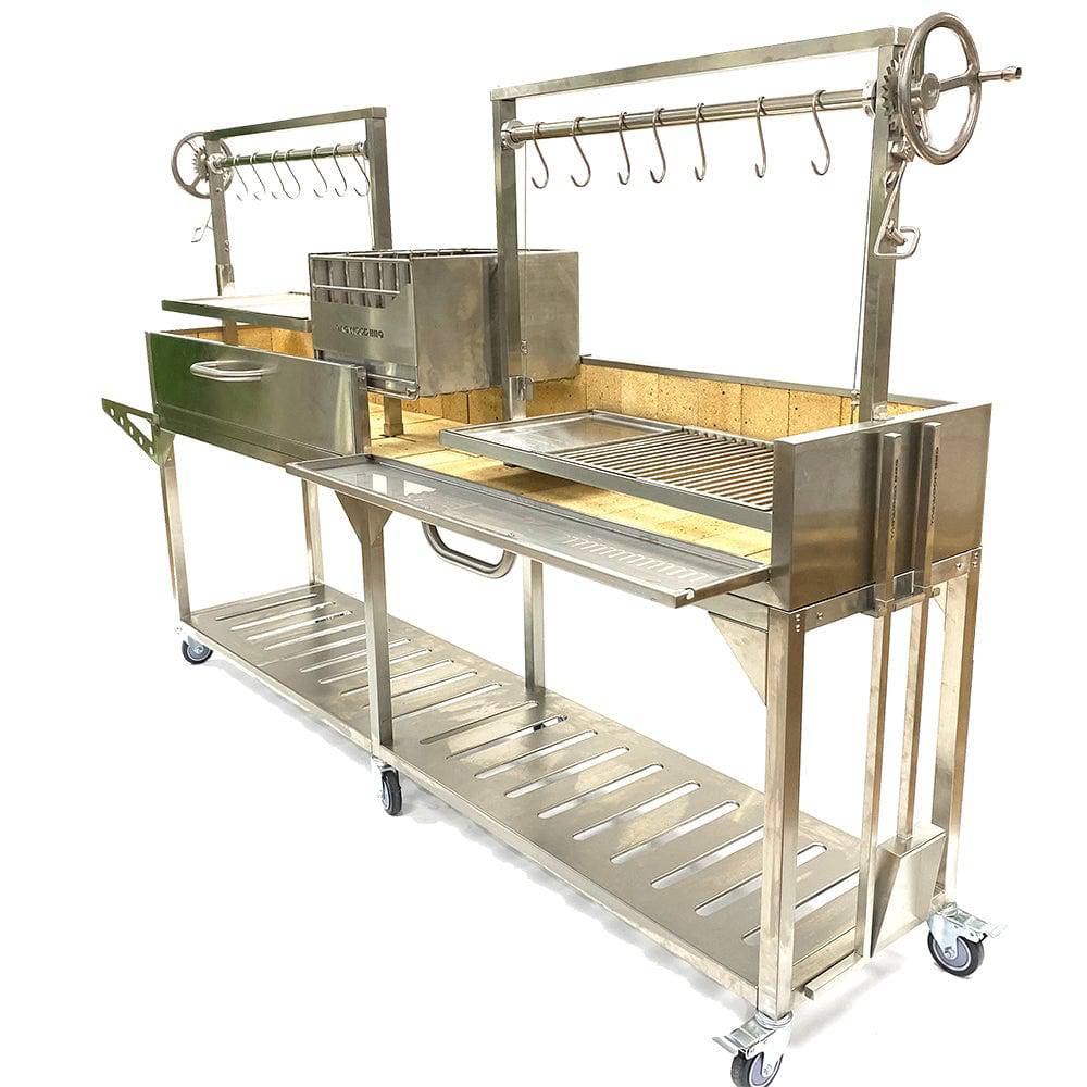 Tagwood BBQ Double Argentine Santa Maria Wood Fire & Charcoal Gaucho Grill | BBQ04SS - SPECIAL ORDER ONLY - Estimated 14-20 weeks - TAGWOOD BBQ STORES