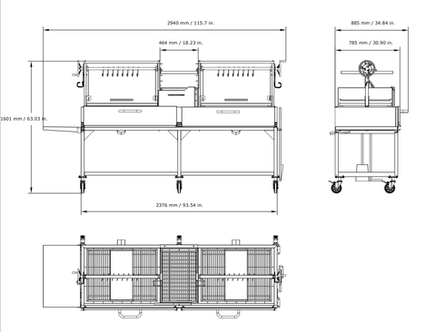 Tagwood BBQ Double Argentine Santa Maria Wood Fire & Charcoal Gaucho Grill | BBQ24SS - OPEN FIRE COOKING - - TAGWOOD BBQ STORES