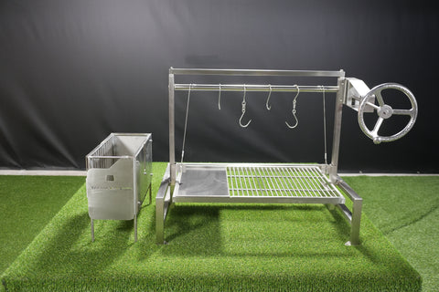 Tagwood BBQ Insert Style Argentine Santa Maria Wood Fire & Charcoal Gaucho Grill without firebricks | BBQ09SS - - TAGWOOD BBQ