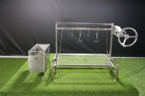 Tagwood BBQ Insert Style Argentine Santa Maria Wood Fire & Charcoal Gaucho Grill without firebricks | BBQ09SS - - TAGWOOD BBQ