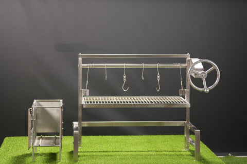 Tagwood BBQ Insert Style Argentine Santa Maria Wood Fire & Charcoal Gaucho Grill without firebricks | BBQ09SS - - TAGWOOD BBQ