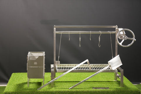 Tagwood BBQ Insert Style Argentine Santa Maria Wood Fire & Charcoal Gaucho Grill without firebricks | BBQ09SS - - TAGWOOD BBQ