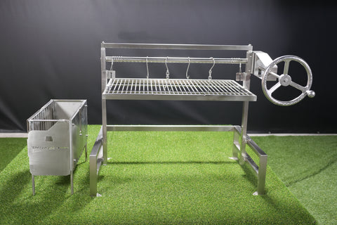 Tagwood BBQ Insert Style Argentine Santa Maria Wood Fire & Charcoal Gaucho Grill without firebricks | BBQ09SS - - TAGWOOD BBQ