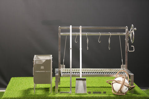 Tagwood BBQ Insert Style Argentine Santa Maria Wood Fire & Charcoal Gaucho Grill without firebricks | BBQ09SS - - TAGWOOD BBQ