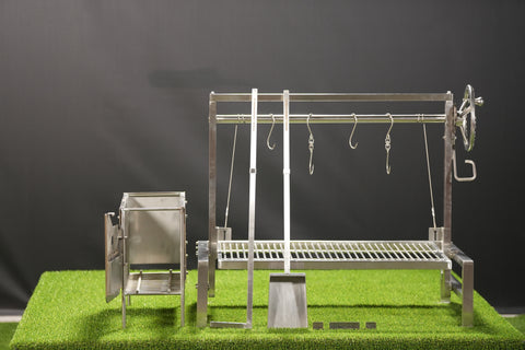 Tagwood BBQ Insert Style Argentine Santa Maria Wood Fire & Charcoal Gaucho Grill without firebricks | BBQ09SS - - TAGWOOD BBQ