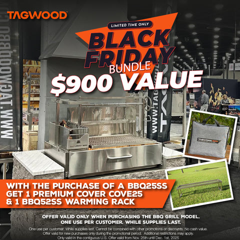 Tagwood BBQ XL Built-In Santa Maria Argentine Wood Fire & Charcoal Gaucho Grill OPEN FIRE COOKING | BBQ25SS -
