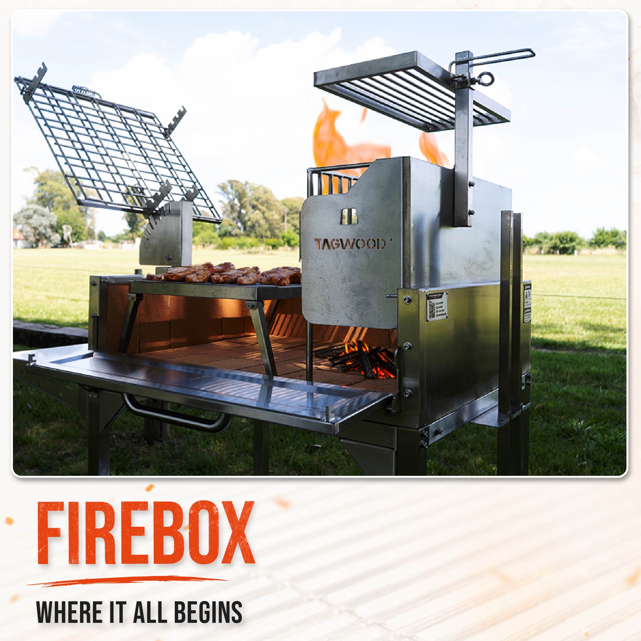 Argentine Clamp Grill with Firebox TAGWOOD BBQ33SS