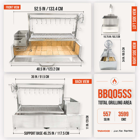 Open Fire Santa Maria Built-in Grill TAGWOOD BBQ05SS