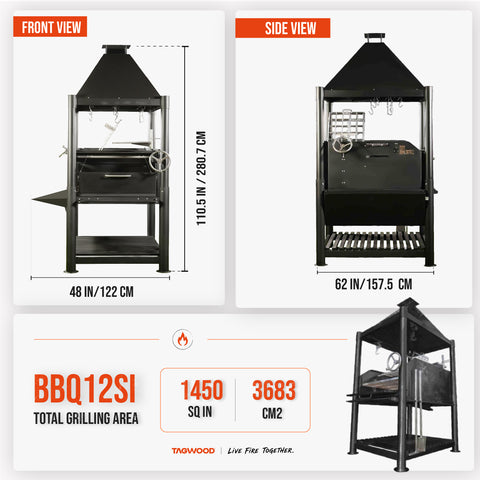 360° Open-Fire Grill Cold-roll steel XL TAGWOOD BBQ12SI
