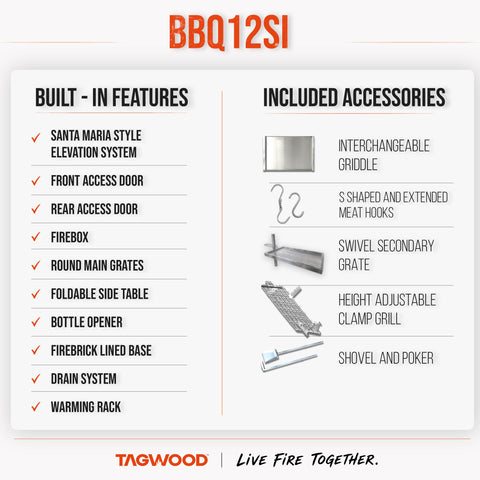 360° Open-Fire Grill Cold-roll steel XL TAGWOOD BBQ12SI