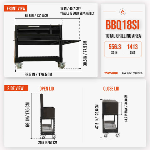 Argentine style 2 level COLD-ROLL STEEL Grill TAGWOOD BBQ18SI