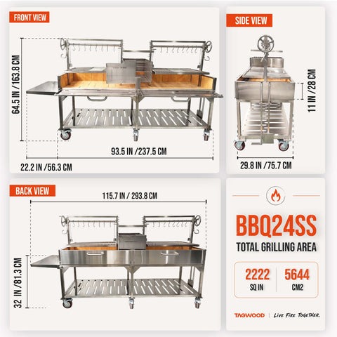 Double XL Open Fire Santa Maria Grill TAGWOOD BBQ24SS