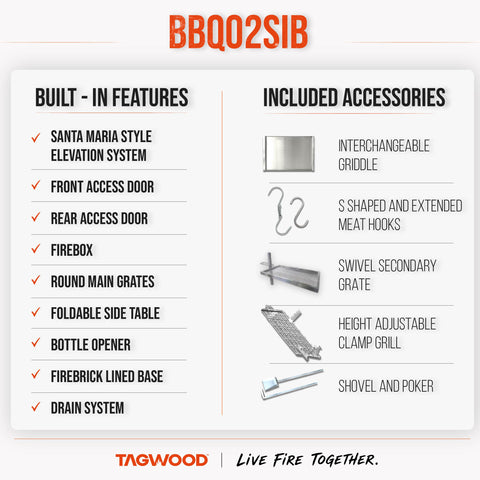360° Open-Fire Grill Cold-roll steel  TAGWOOD BBQ02SIB | Pre-Order