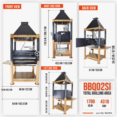 360° Open-Fire Grill Cold-roll steel  TAGWOOD BBQ02SI | Pre-Order