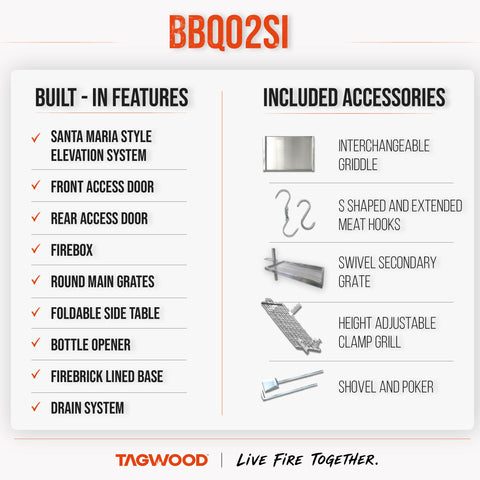 360° Open-Fire Grill Cold-roll steel  TAGWOOD BBQ02SI | Pre-Order