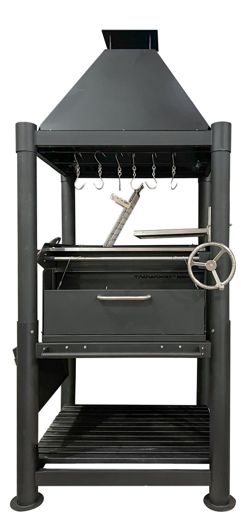 Gaucho Grill with Firebox Argentine Style All in Black with 6 Distinct Grilling Areas Tagwood BBQ02SIB - PRE-ORDER