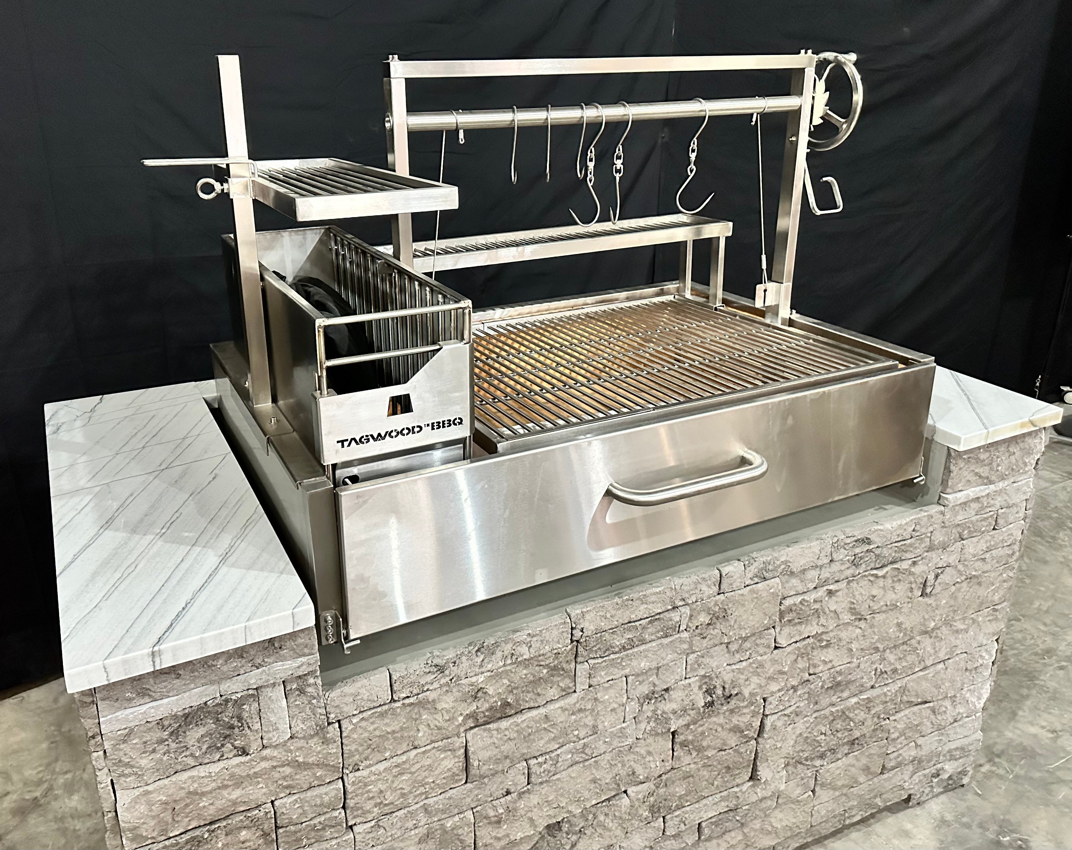 Tagwood BBQ XL Built-In Santa Maria Argentine Wood Fire & Charcoal Gaucho Grill OPEN FIRE COOKING | BBQ25SS - - TAGWOOD BBQ STORES