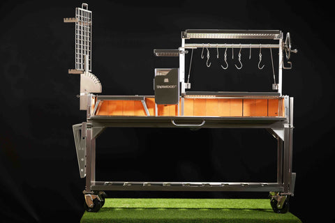 Santa Maria Style Grill enhanced with a 360° rotating Clamp Grill Tagwood BBQ06SS 5 Cooking Zones with a Firebox