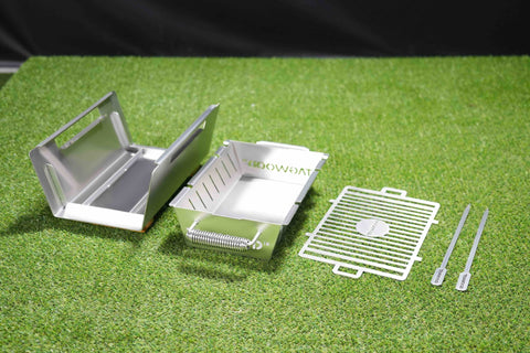 Tagwood BBQ Table Top Warming Brazier | Stainless steel and Acacia wood  | BBQ07SS--