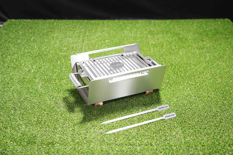 Tagwood BBQ Table Top Warming Brazier | Stainless steel and Acacia wood  | BBQ07SS--