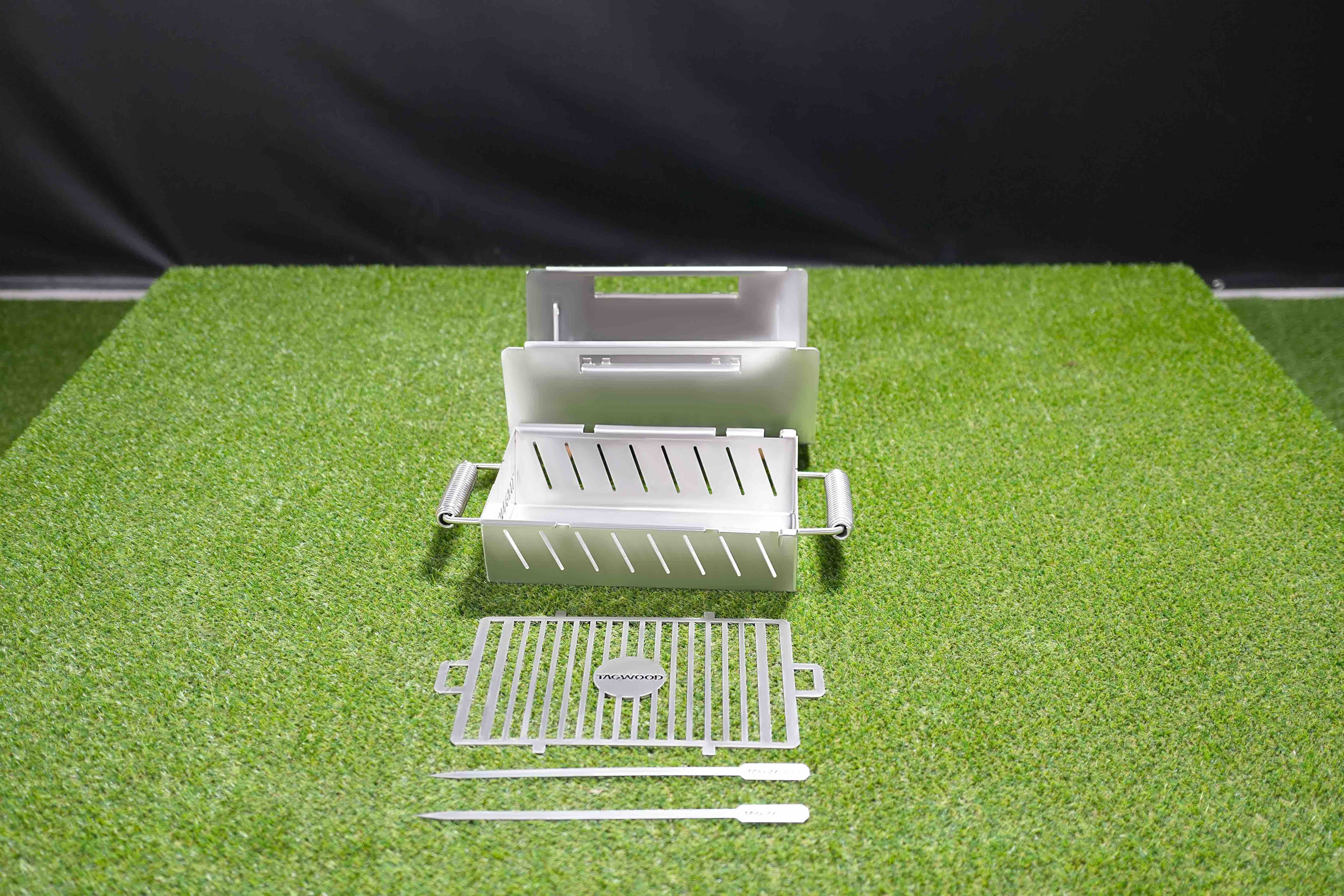 Tagwood Tabletop Brazier – Stainless Steel & Acacia Wood – TAGWOOD BBQ