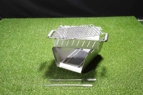 Tagwood BBQ Table Top Warming Brazier | Stainless steel and Acacia wood  | BBQ07SS--