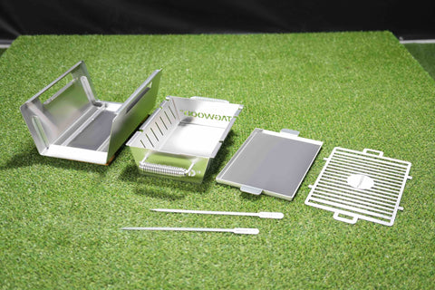 Tagwood BBQ Table Top Warming Brazier | Stainless steel and Acacia wood  | BBQ07SS--