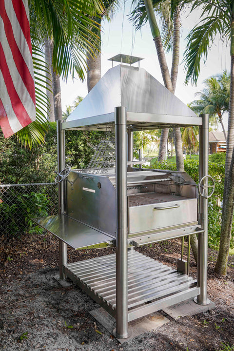 Tagwood BBQ Argentine Santa Maria Wood Fire & Charcoal Gaucho Grill all Stainless Steel | BBQ12SS - TAGWOOD BBQ