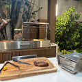 Tagwood BBQ Table Top Warming Brazier | Stainless steel and Acacia wood  | BBQ07SS-- - TAGWOOD BBQ