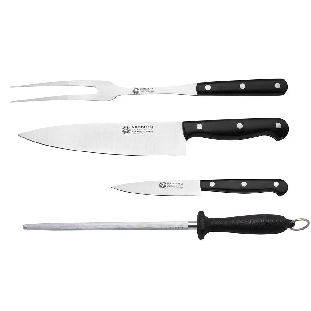 BOKER Premiun Meat Fork, Carving & Steak Knives & Sharpening Tool Set  | KF02 - TAGWOOD BBQ STORES