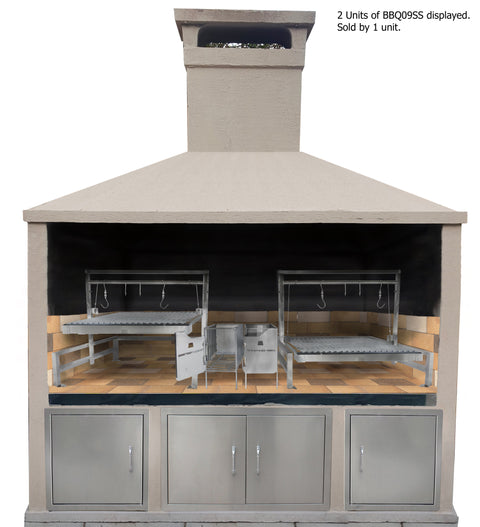 Tagwood BBQ Insert Style Argentine Santa Maria Wood Fire & Charcoal Gaucho Grill without firebricks | BBQ09SS -- - TAGWOOD BBQ STORES