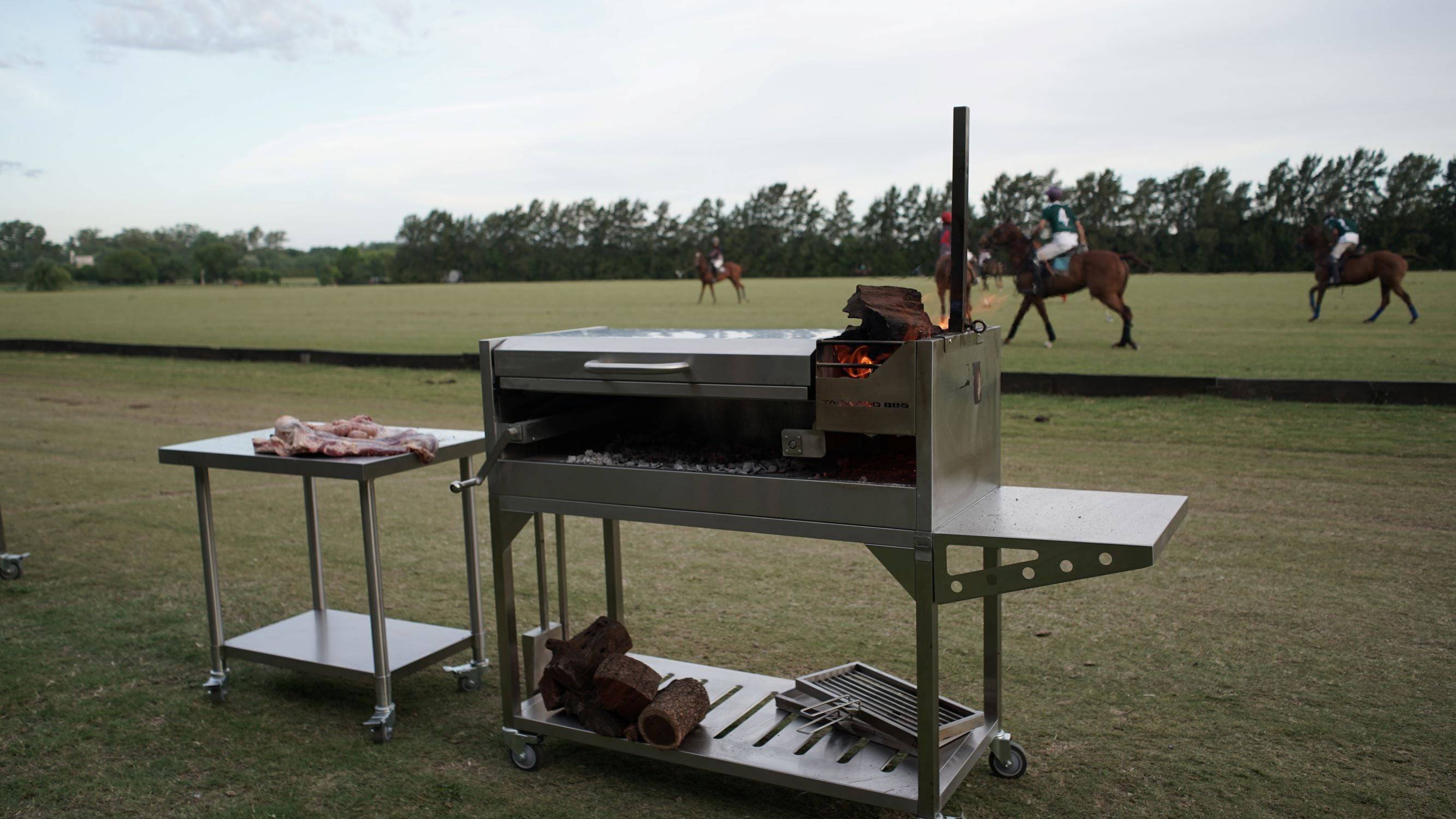 Tagwood BBQ Argentine Santa Maria Wood Fire & Charcoal Gaucho Grill with Top Lid | BBQ01SS-- - TAGWOOD BBQ STORES