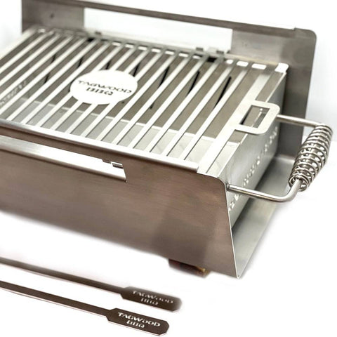 Tagwood BBQ Table Top Warming Brazier | Stainless steel and Acacia wood  | BBQ07SS-- - TAGWOOD BBQ STORES
