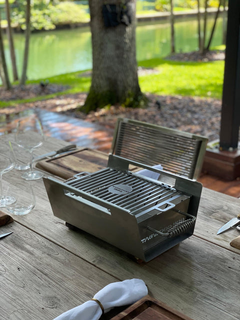 Tagwood BBQ Table Top Warming Brazier | Stainless steel and Acacia wood  | BBQ07SS-- - TAGWOOD BBQ STORES