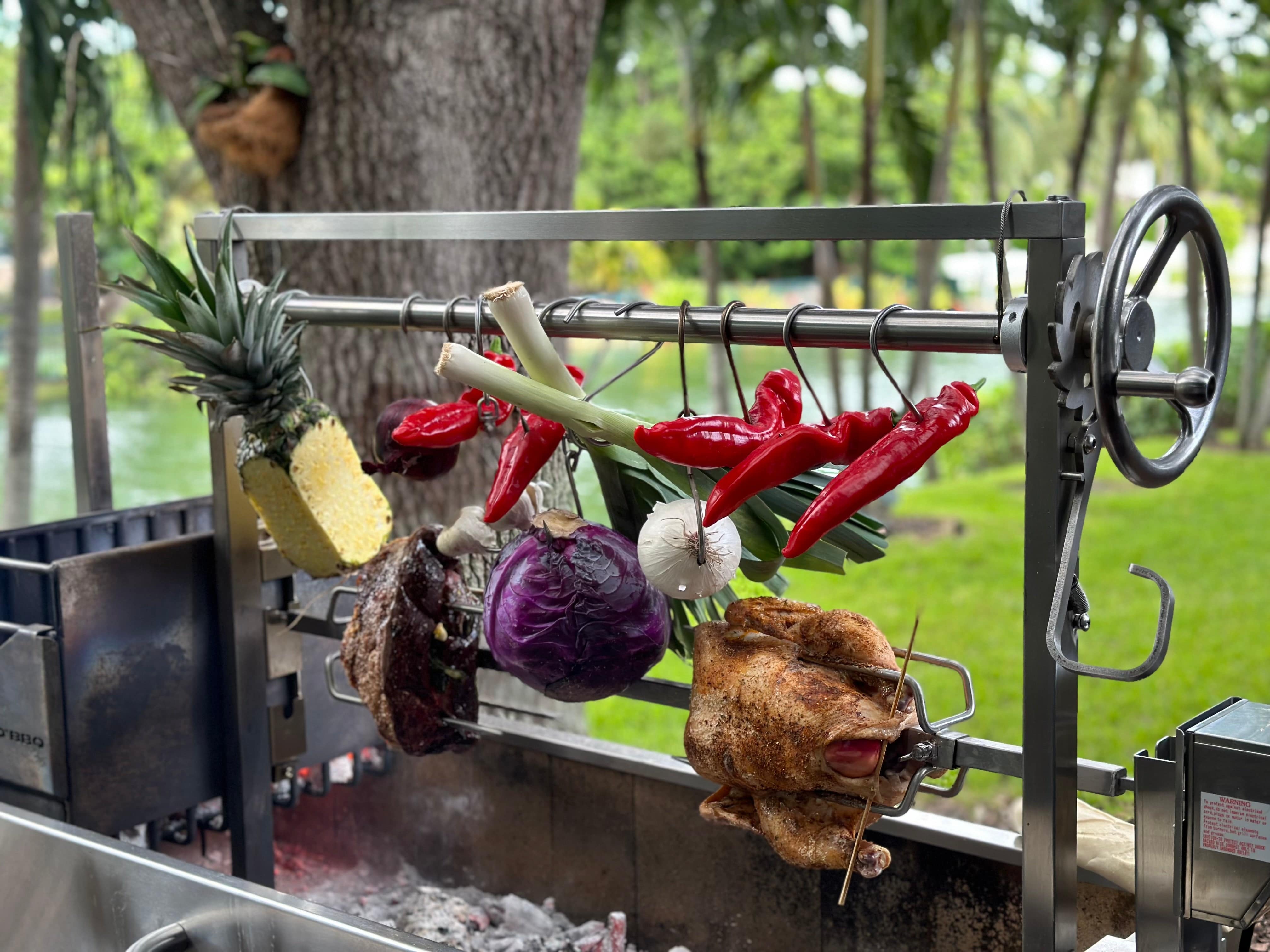 Gas grill outlet rotisserie