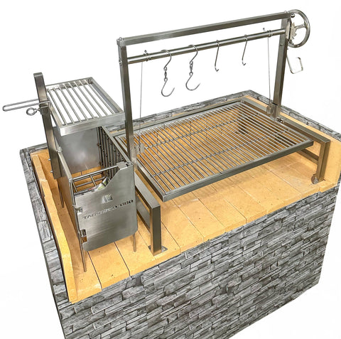 Tagwood BBQ Insert Style Argentine Santa Maria Wood Fire & Charcoal Gaucho Grill without firebricks | BBQ09SS -- - TAGWOOD BBQ STORES